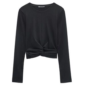 ZARA Knotted Hem Long Sleeve in Black